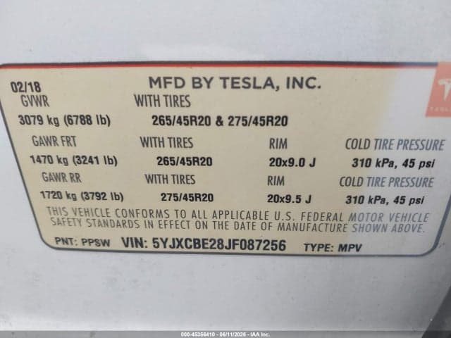 2018 TESLA MODEL X 9