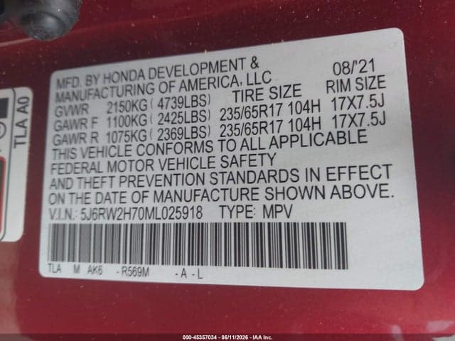 2021 HONDA CR-V AWD SPECIAL EDITION 9