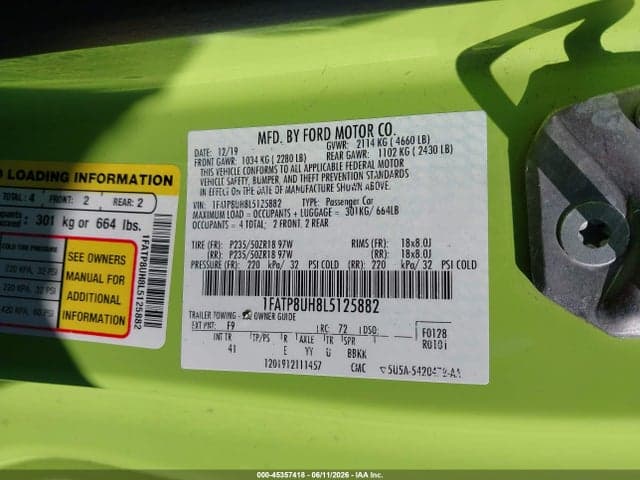 2020 FORD MUSTANG ECOBOOST PREMIUM 9