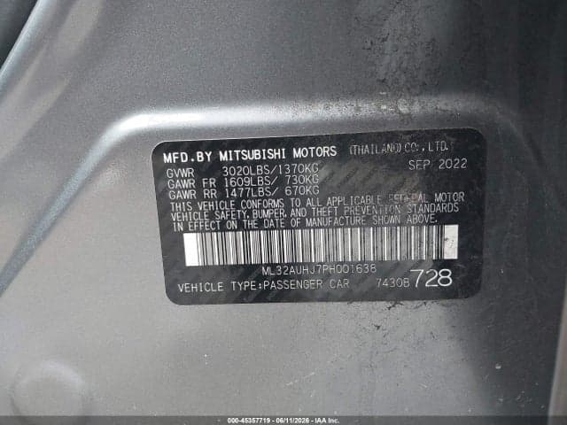 2023 MITSUBISHI MIRAGE ES/LE 9
