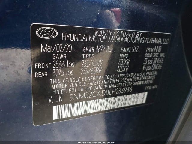 2020 HYUNDAI SANTA FE SE 9