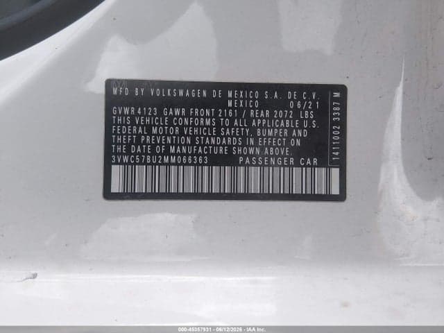 2021 VOLKSWAGEN JETTA 1.4T R-LINE/1.4T S/1.4T SE 9