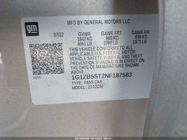 2022 CHEVROLET MALIBU FWD LS 9