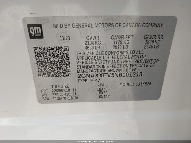 2022 CHEVROLET EQUINOX AWD PREMIER 9