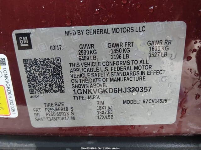 2017 CHEVROLET TRAVERSE 1LT 9