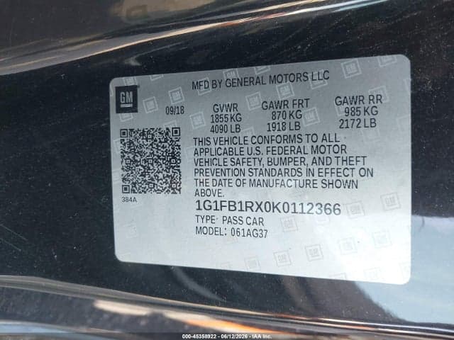 2019 CHEVROLET CAMARO 1LT 9