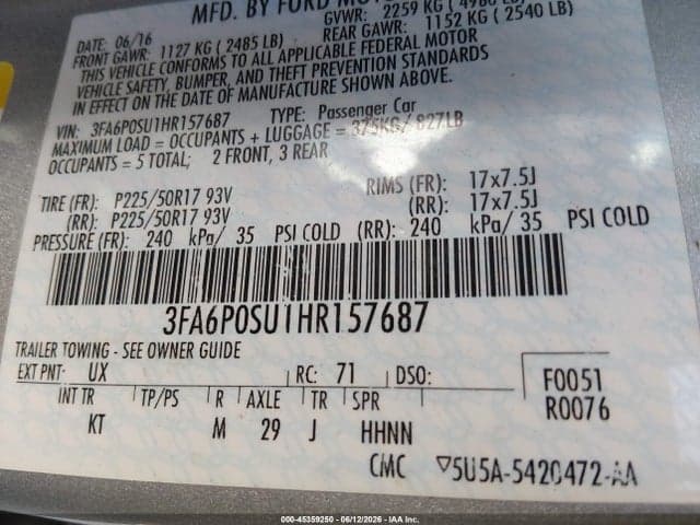 2017 FORD FUSION ENERGI TITANIUM 9