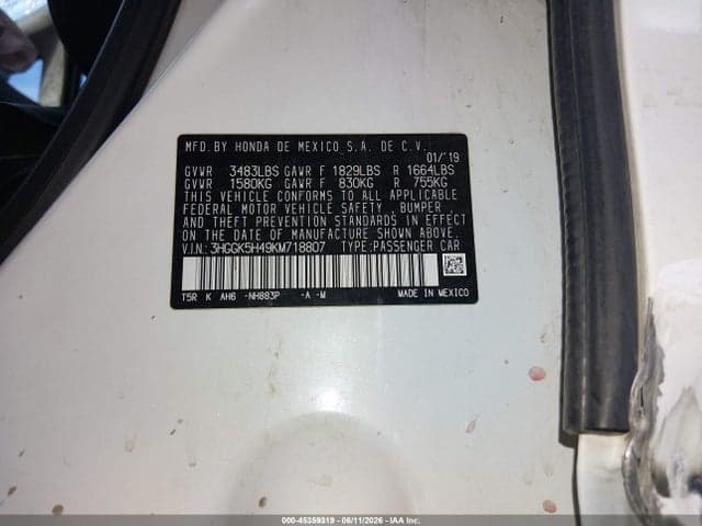 2019 HONDA FIT LX 9