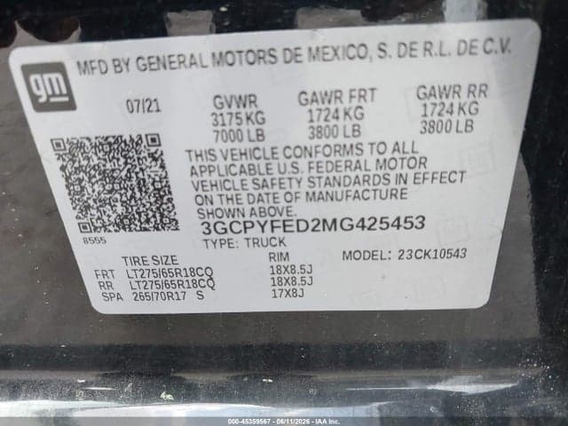 2021 CHEVROLET SILVERADO 1500 4WD SHORT BED LT TRAIL BOSS 9