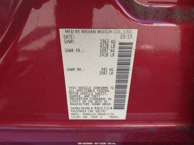 2020 NISSAN ALTIMA SL FWD 9