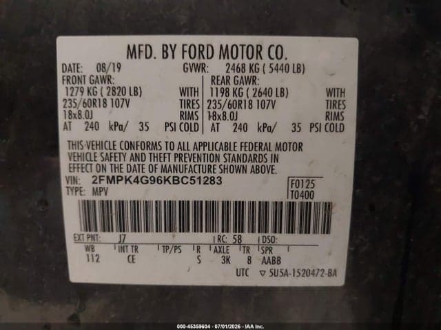 2019 FORD EDGE SE 9