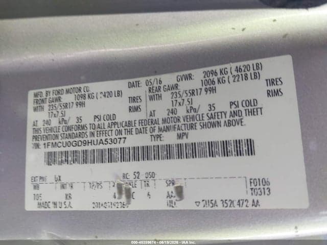 2017 FORD ESCAPE SE 9