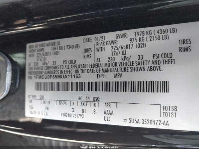 2021 FORD ESCAPE S 9