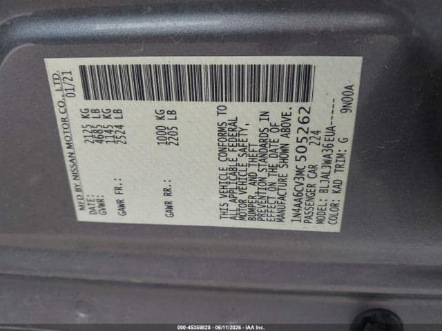 2021 NISSAN MAXIMA SV XTRONIC CVT 9