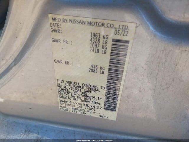 2022 NISSAN ALTIMA SV FWD 9