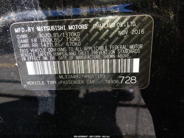2017 MITSUBISHI MIRAGE SE 9