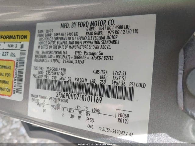 2020 FORD FUSION SE 9