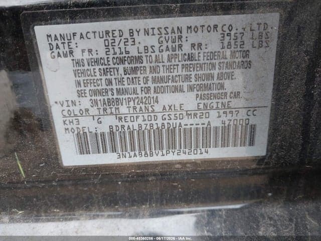 2023 NISSAN SENTRA S XTRONIC CVT 9