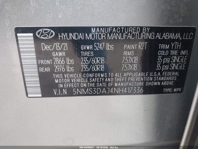2022 HYUNDAI SANTA FE SEL 9
