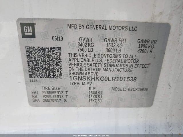 2020 CHEVROLET SUBURBAN 4WD LT 9