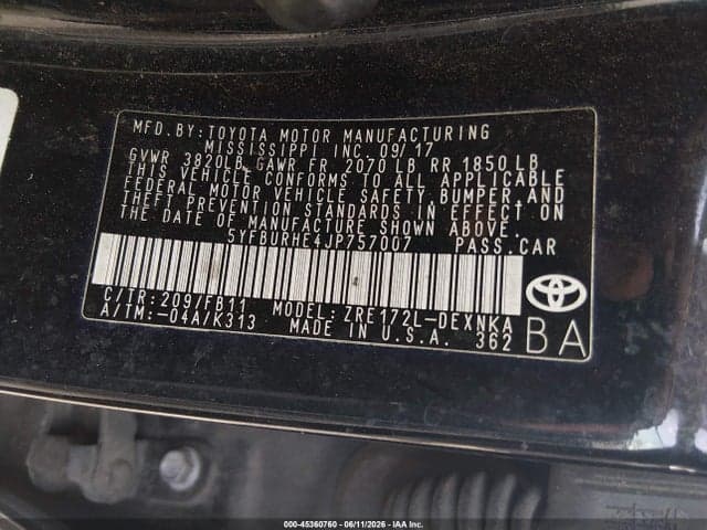2018 TOYOTA COROLLA LE 9