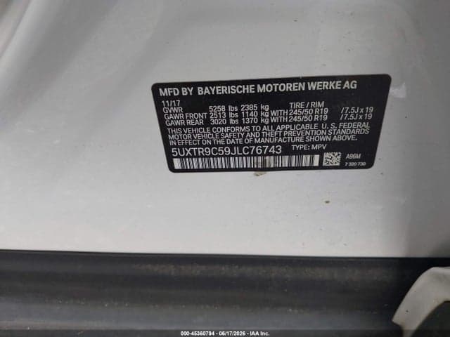 2018 BMW X3 XDRIVE30I 9