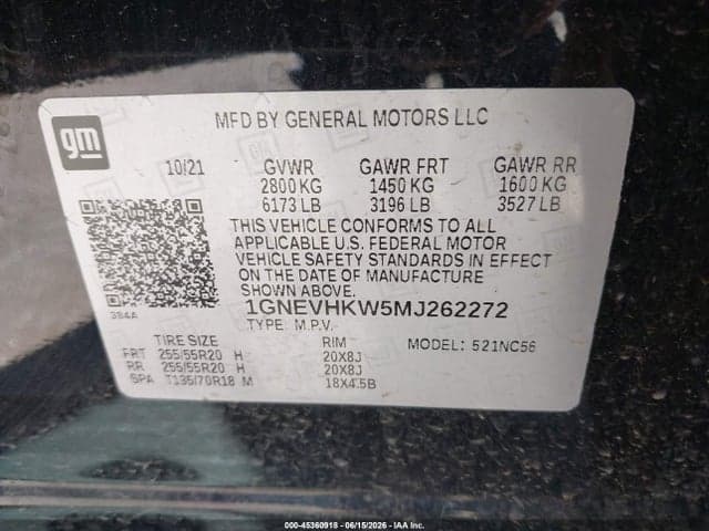 2021 CHEVROLET TRAVERSE AWD LT LEATHER 9