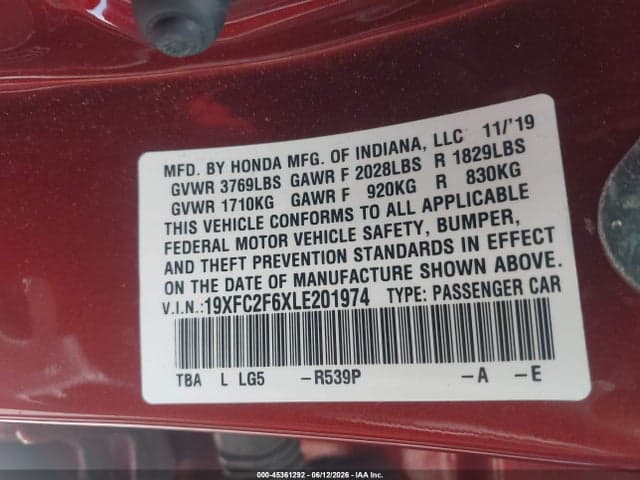 2020 HONDA CIVIC LX 9