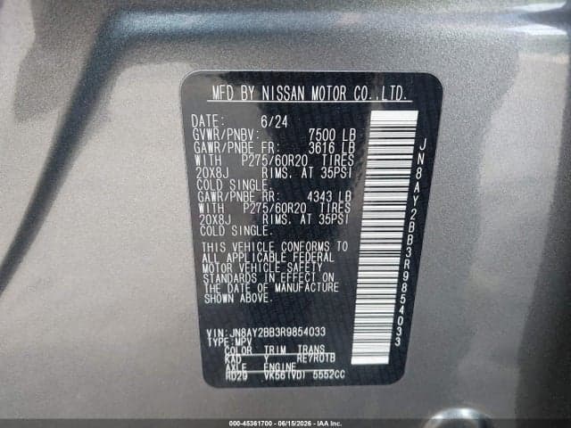 2024 NISSAN ARMADA SL 4WD 9