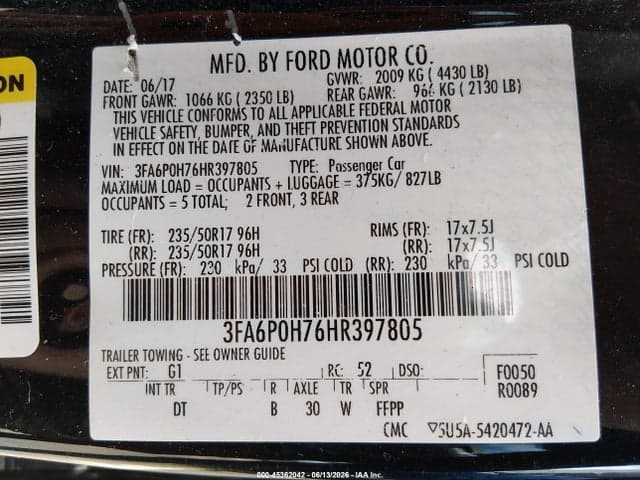 2017 FORD FUSION SE 9