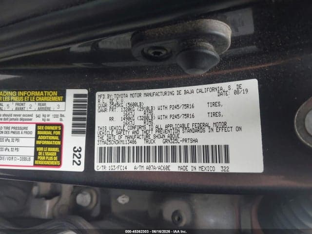 2019 TOYOTA TACOMA SR5 V6 9