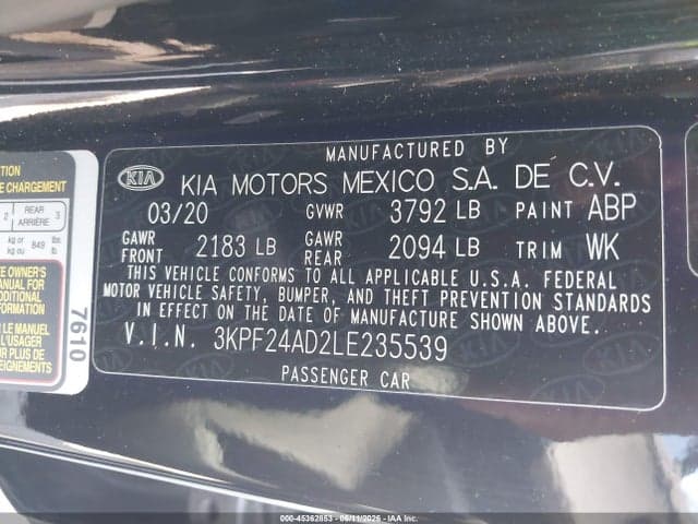 2020 KIA FORTE LXS 9