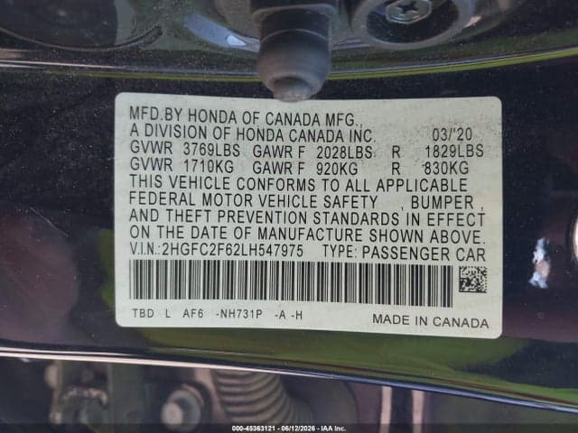 2020 HONDA CIVIC LX 9