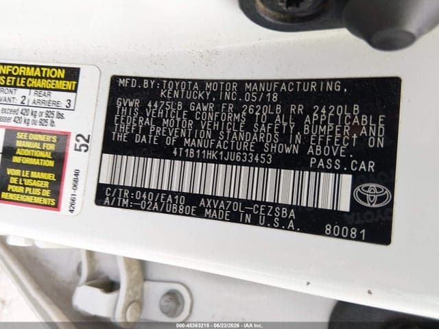 2018 TOYOTA CAMRY SE 9