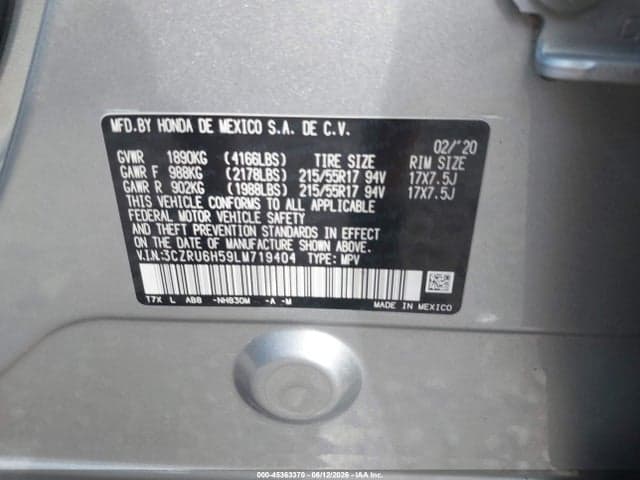 2020 HONDA HR-V AWD EX 9