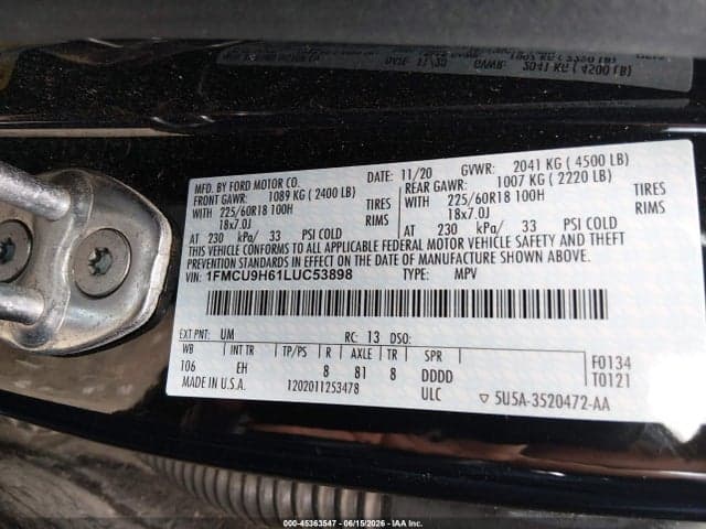 2020 FORD ESCAPE SEL 9