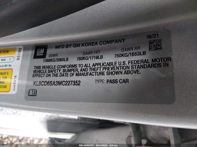 2021 CHEVROLET SPARK FWD 1LT AUTOMATIC 9