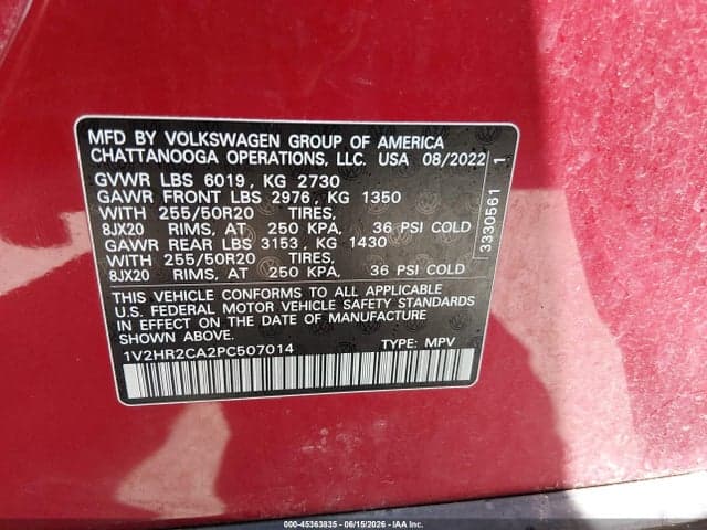 2023 VOLKSWAGEN ATLAS 3.6L V6 SE W/TECHNOLOGY 9