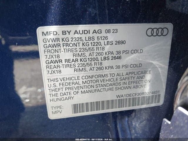 2024 AUDI Q3 PREMIUM 45 TFSI S LINE QUATTRO TIPTRONIC 9