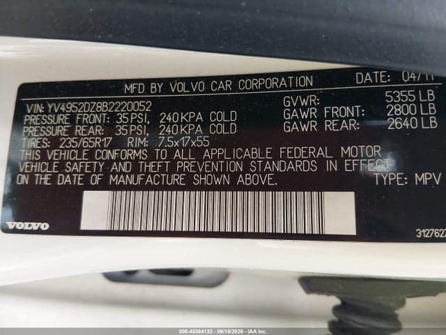2011 VOLVO XC60 3.2 9