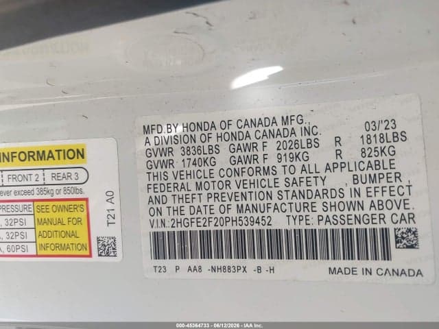 2023 HONDA CIVIC LX 9