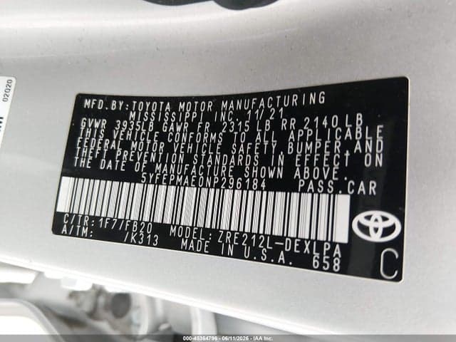 2022 TOYOTA COROLLA LE 9