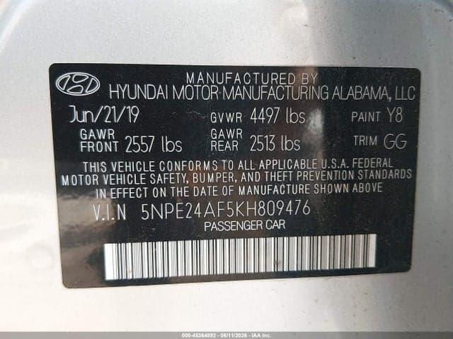 2019 HYUNDAI SONATA SE 9