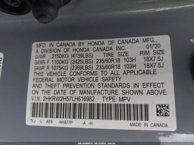 2020 HONDA CR-V AWD EX 9