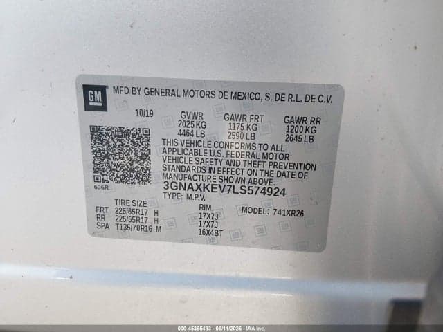 2020 CHEVROLET EQUINOX FWD LT 1.5L TURBO 9