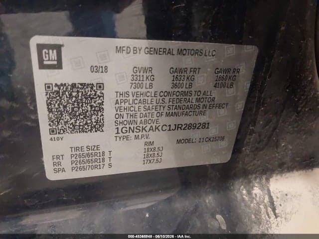 2018 CHEVROLET TAHOE LS 9