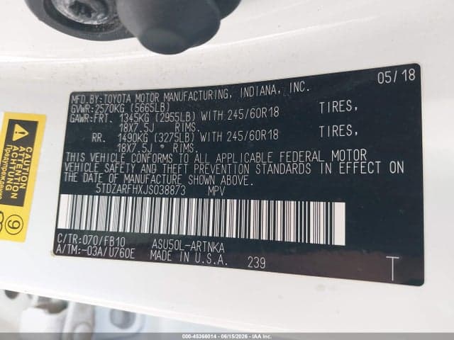 2018 TOYOTA HIGHLANDER LE 9