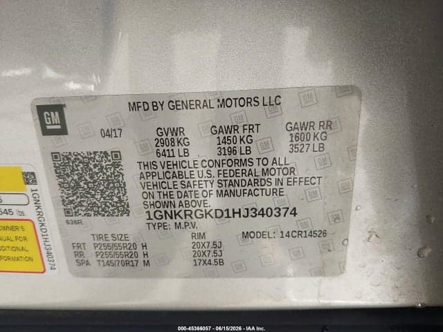 2017 CHEVROLET TRAVERSE 1LT 9