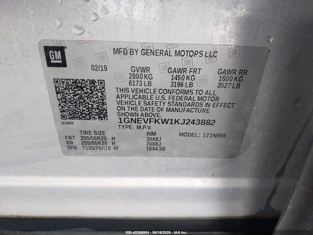 2019 CHEVROLET TRAVERSE LS 9