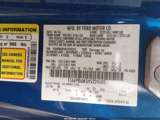 2017 FORD MUSTANG V6 9